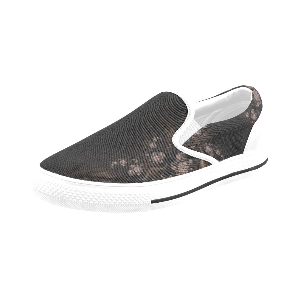 0-Swirls of Chocolate Confections Fractal Abstract Women's Slip-on Canvas Shoes (Model 019)