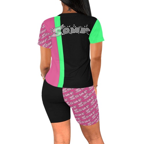 SourPunk Athletic Pink Women's Short Yoga Set