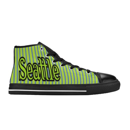 Seattle Stripes Men’s Classic High Top Canvas Shoes (Model 017)