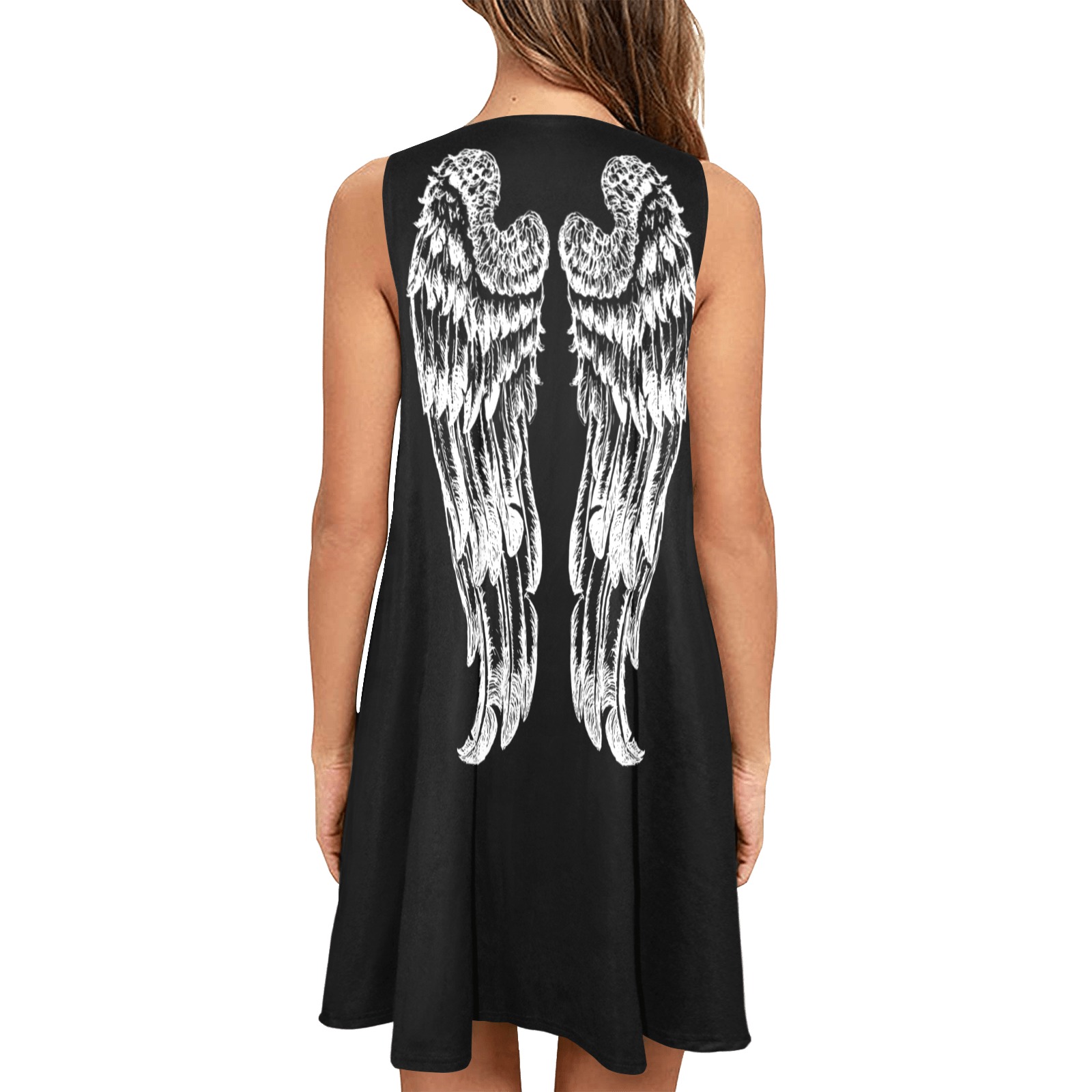 wings Sleeveless A-Line Pocket Dress (Model D57)