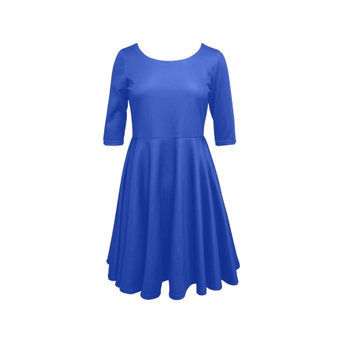 color Egyptian blue Half Sleeve Skater Dress (Model D61)