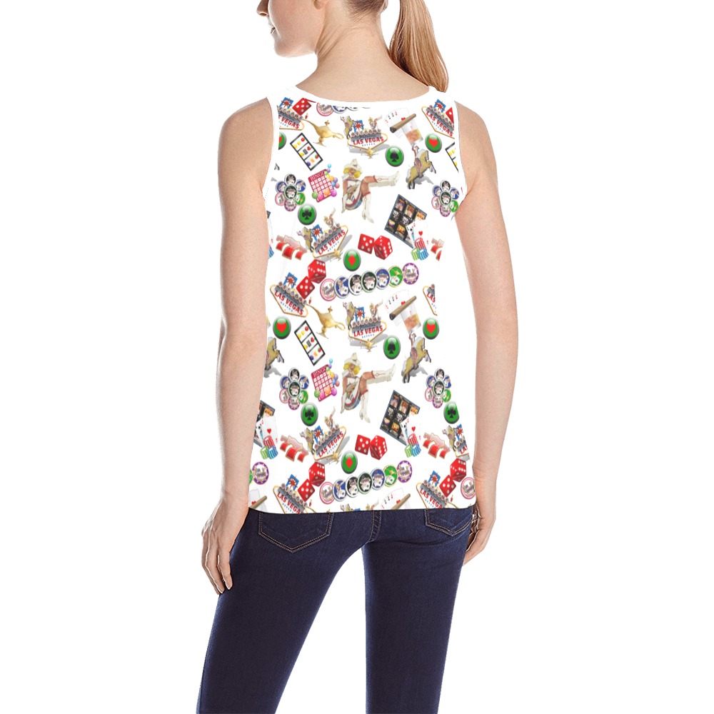 Las Vegas Icons Gamblers Delight / White All Over Print Tank Top for Women (Model T43)