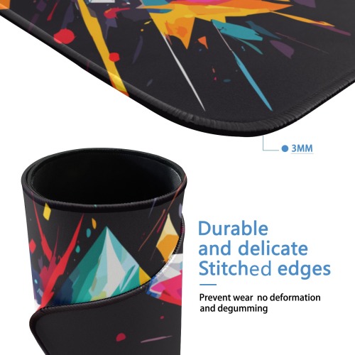Cool diamond abstract shapes. Elegant art on black Gaming Mousepad (35"x16")