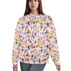 Puppies, flowers and shapes A Women's All Over Print Hoodie (Model H61)