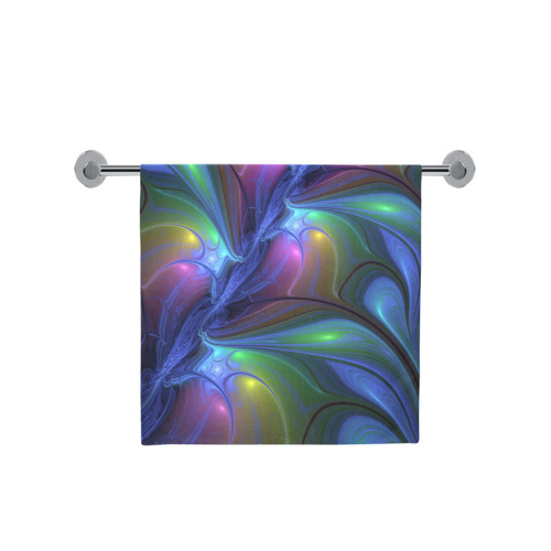 Colorful Luminous Abstract Blue Pink Green Fractal Bath Towel 30"x56"