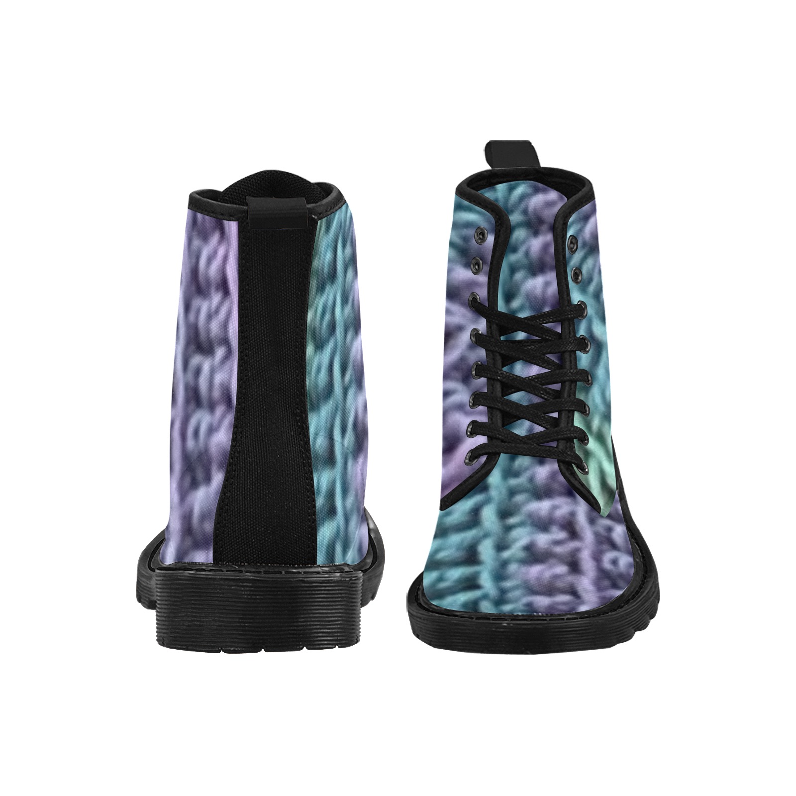 knitting Martin Boots for Women (Black) (Model 1203H)