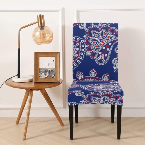 Navy Paisley Removable Dining Chair Cover