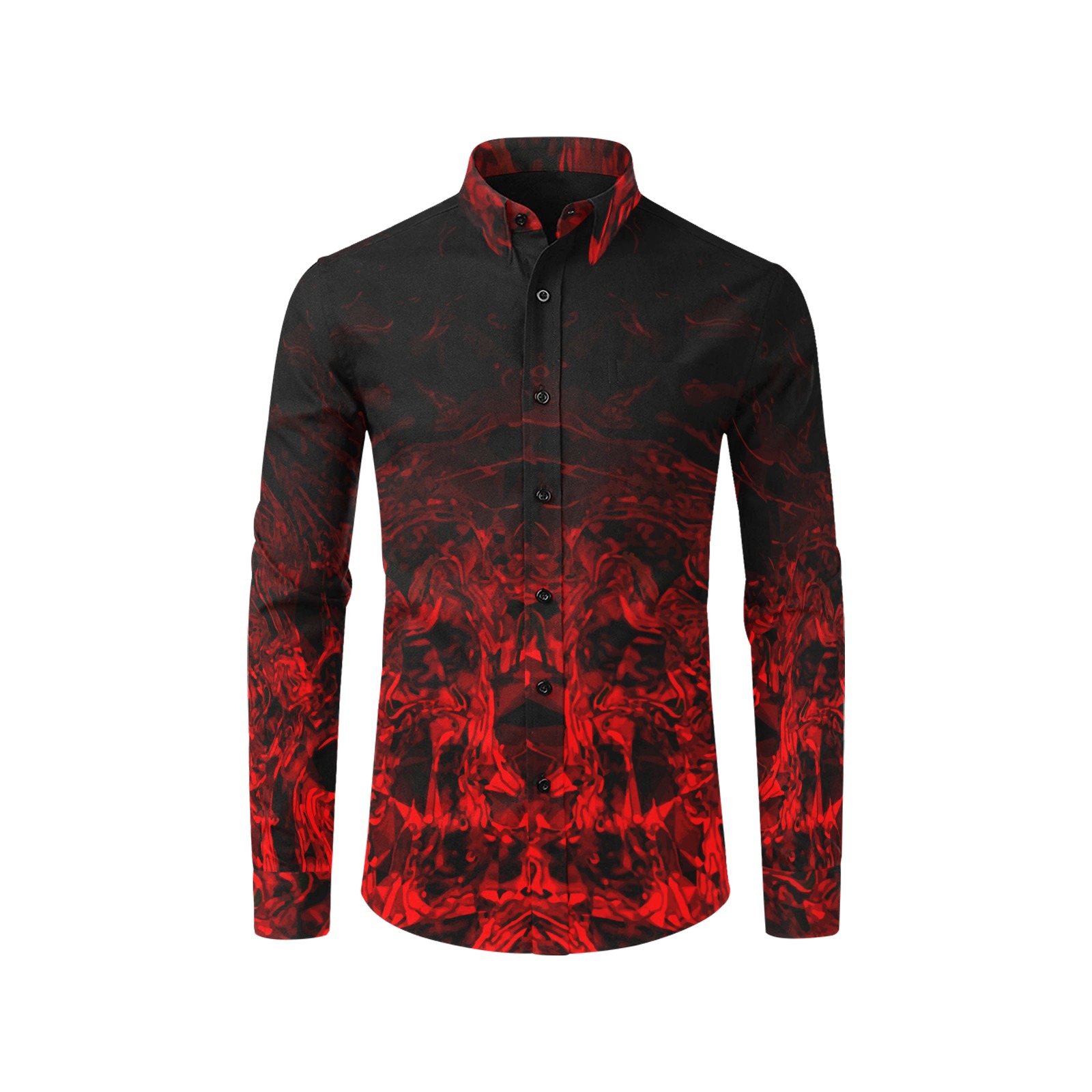 Red Nite - black and red geometric swirl gradient Men's All Over Print Casual Dress Shirt (Model T61)