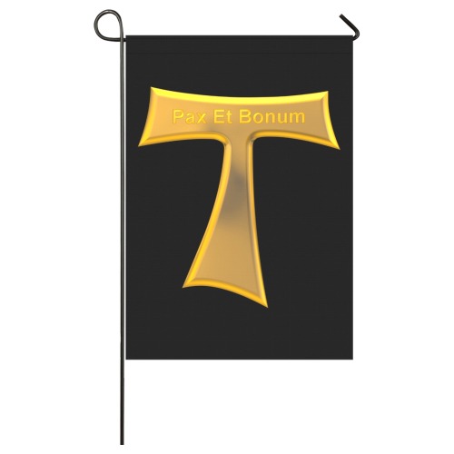 Franciscan Tau Cross Pax Et Bonum Gold  Metallic Garden Flag 28''x40'' （Without Flagpole）