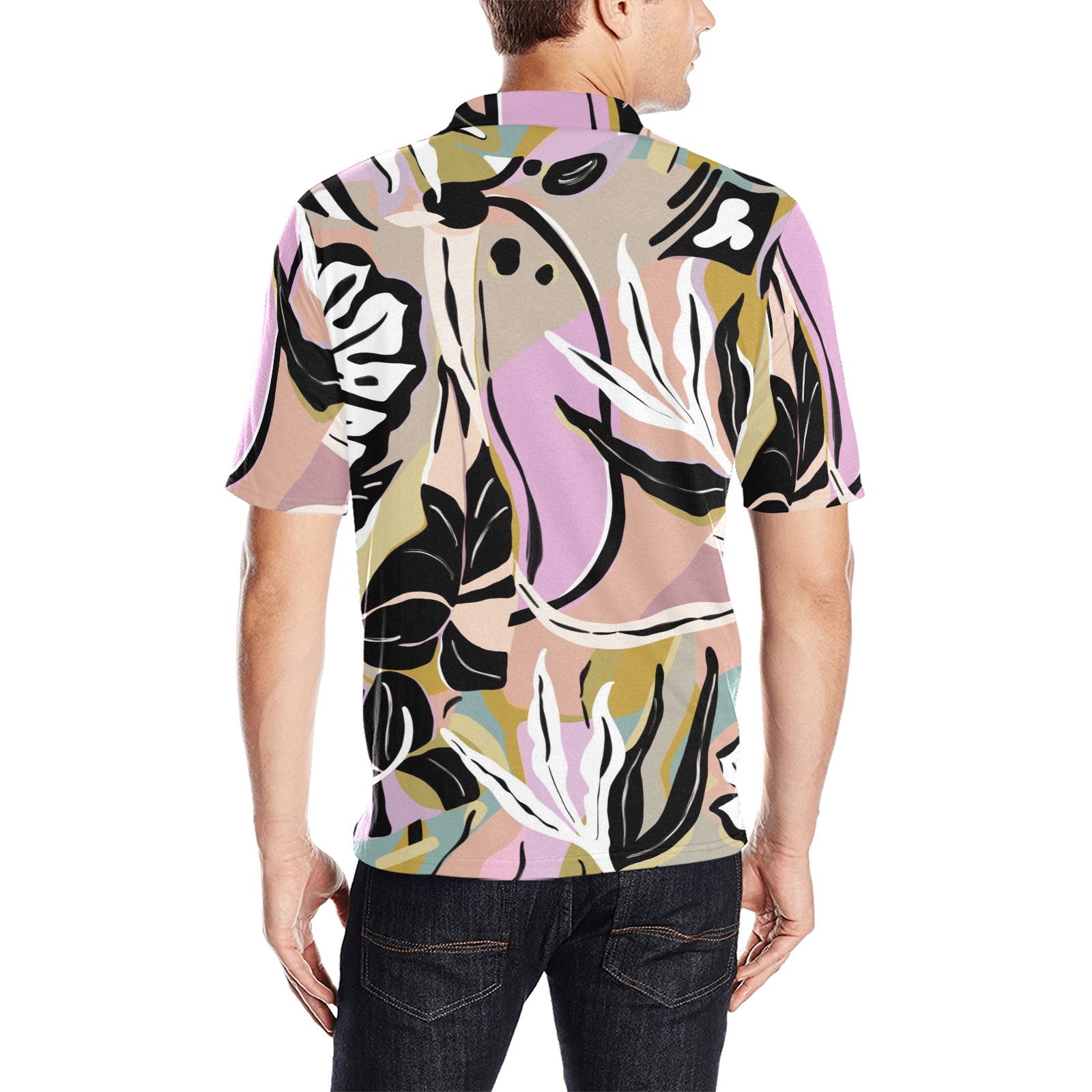 Tropical modern simple graphic Men's All Over Print Polo Shirt (Model T55)