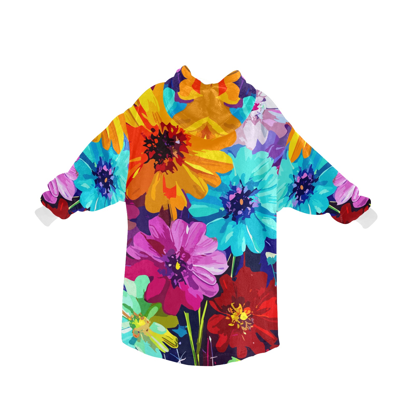 Bunch of colorful fantasy flowers positive art Blanket Hoodie for Women