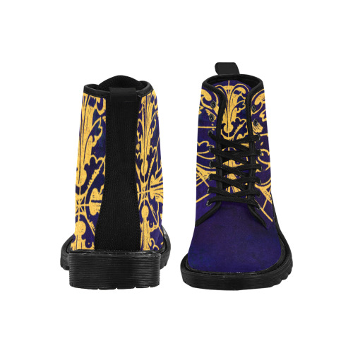 1203 PurpleGold Medallion Martin Boots for Women (Black) (Model 1203H)