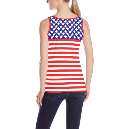 USA Stars and Stripes All Over Print Tank Top for Women (Model T43)