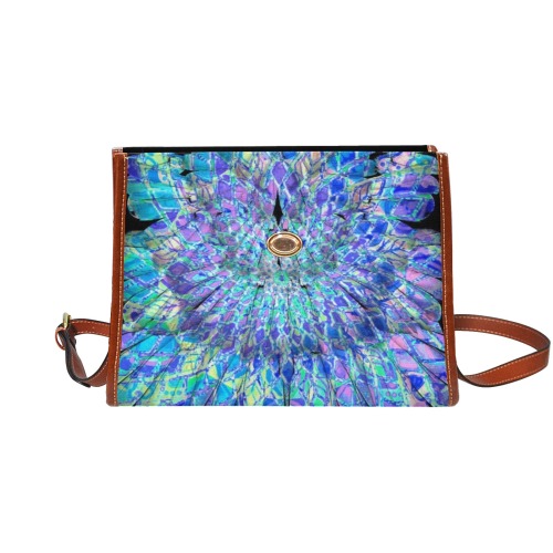 blue feathers Waterproof Canvas Bag-Brown (All Over Print) (Model 1641)