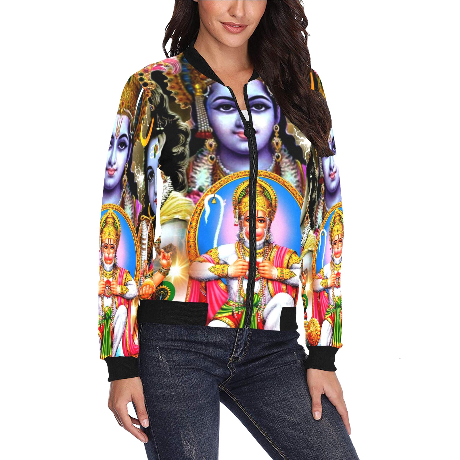 HINDUISM All Over Print Bomber Jacket for Women (Model H36)