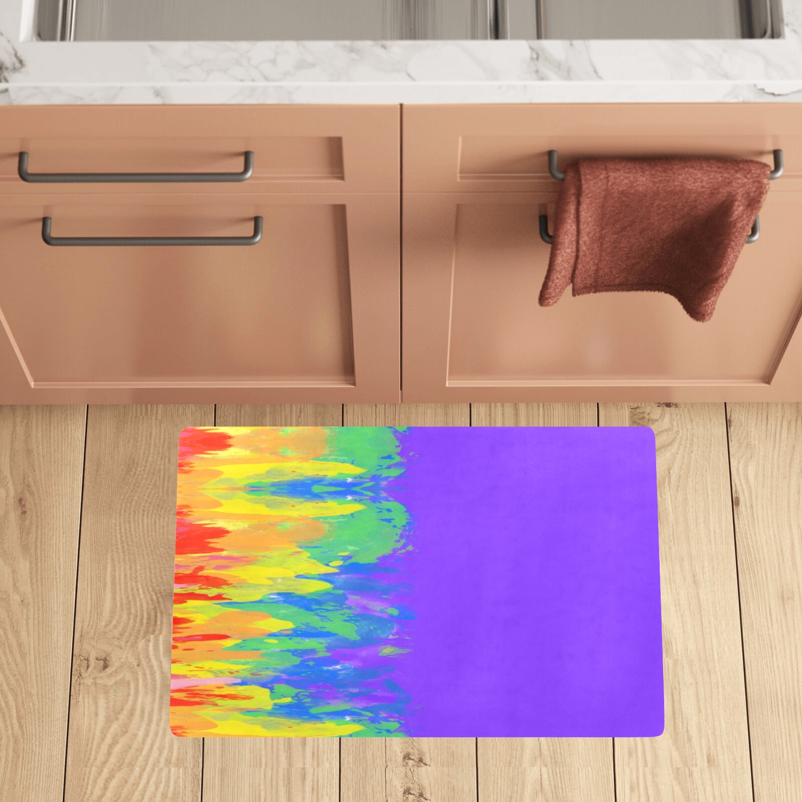 Abstract Paint Flames Purple Kitchen Mat 28"x17"