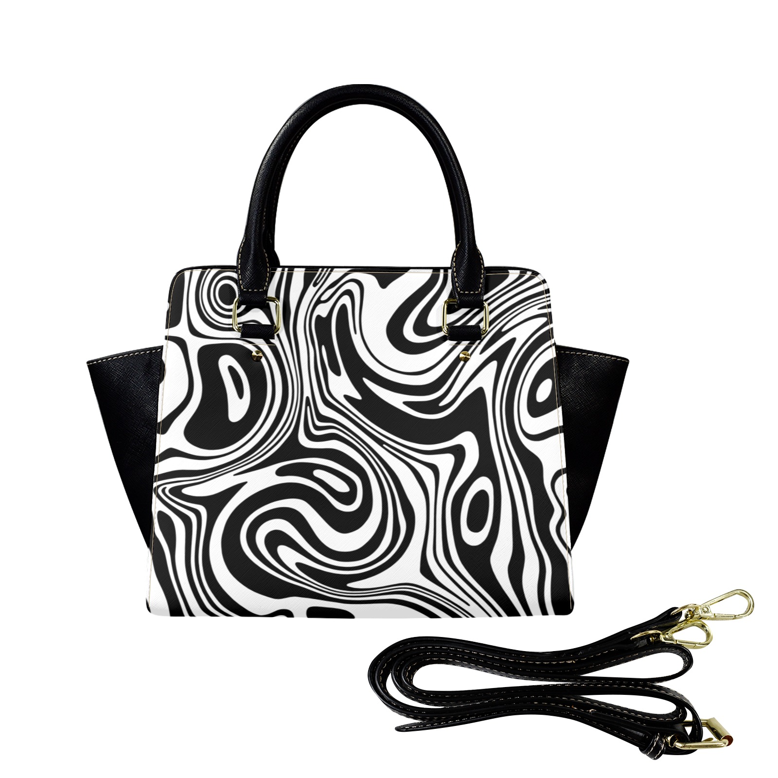 Black and White Marble Shoulder Handbag-New (1653)