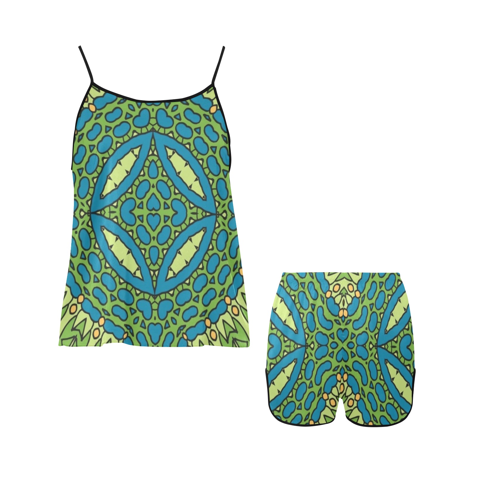 Fractoberry Fractal Pattern 000158SSP Women's Spaghetti Strap Short Pajama Set