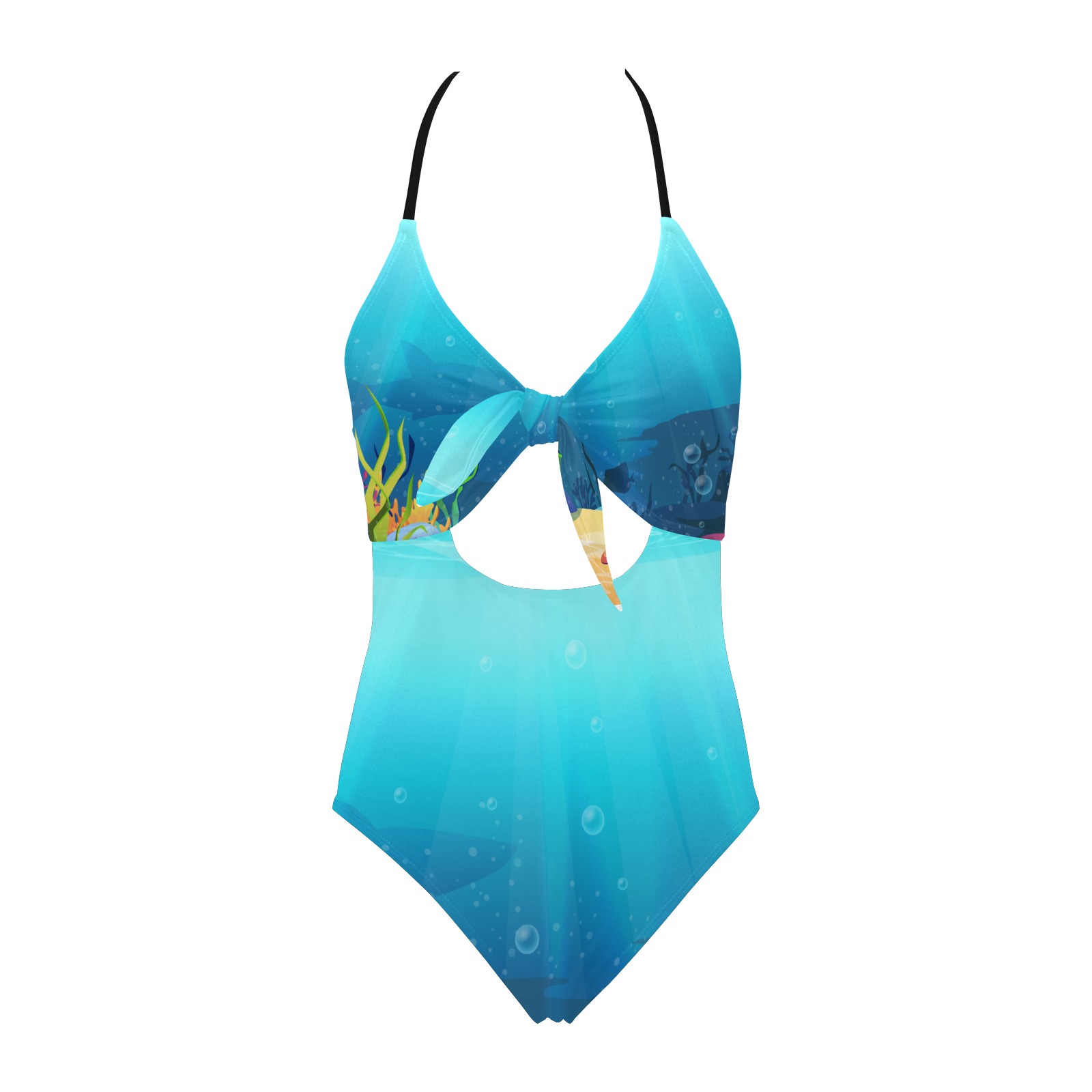 CoralReef Woman's Swimwear 1 piece Backless Hollow Out Bow Tie Swimsuit (Model S17)
