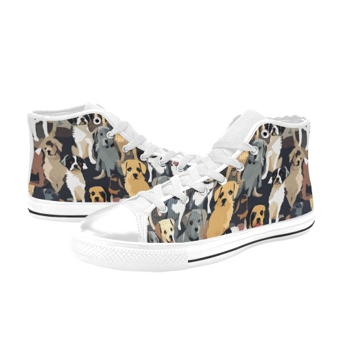 Abstract pattern of small funny dogs. Women's Classic High Top Canvas Shoes (Model 017)