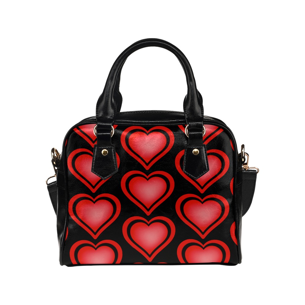 Heart shoulder hand bag black Shoulder Handbag (Model 1634)