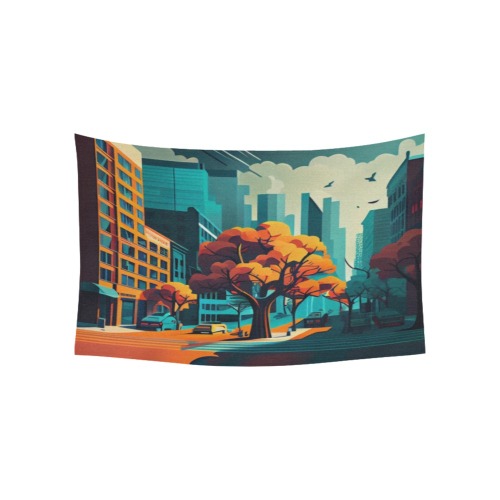 colourful landscape 3 of 4 Cotton Linen Wall Tapestry 60"x 40"