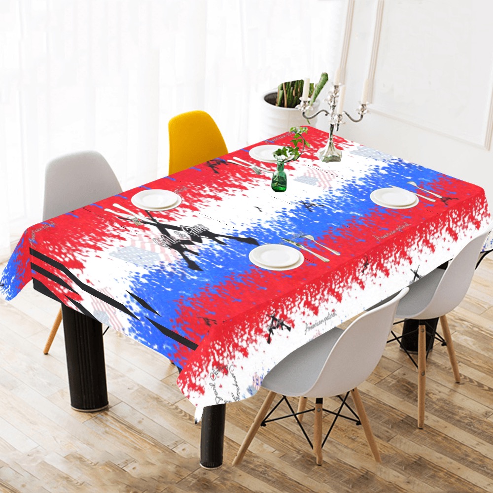 Girls n Guns patriot print Cotton Linen Tablecloth 60"x120"