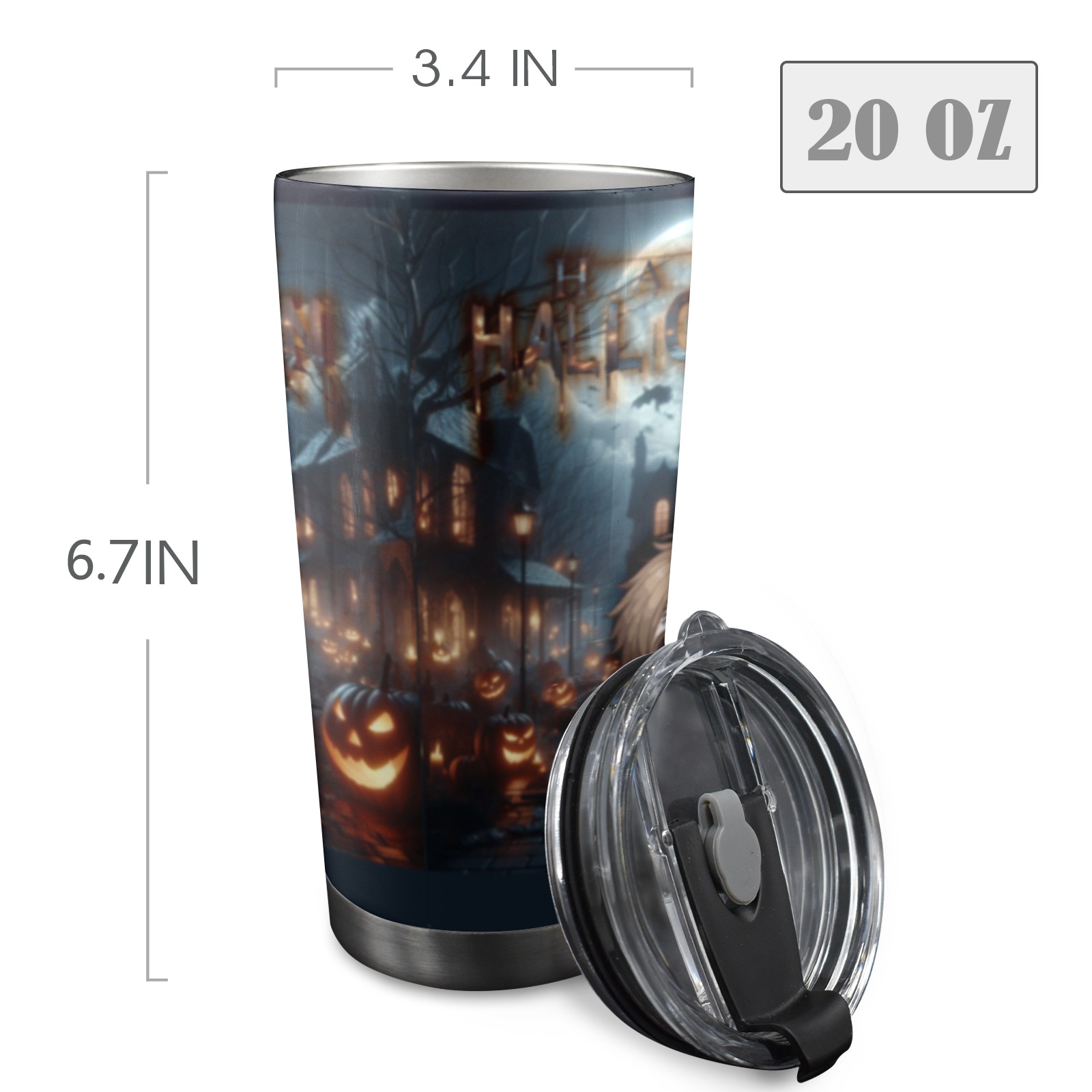 Happy Hello Ween 20oz Mobile Tumbler with Lid (Black Lock)