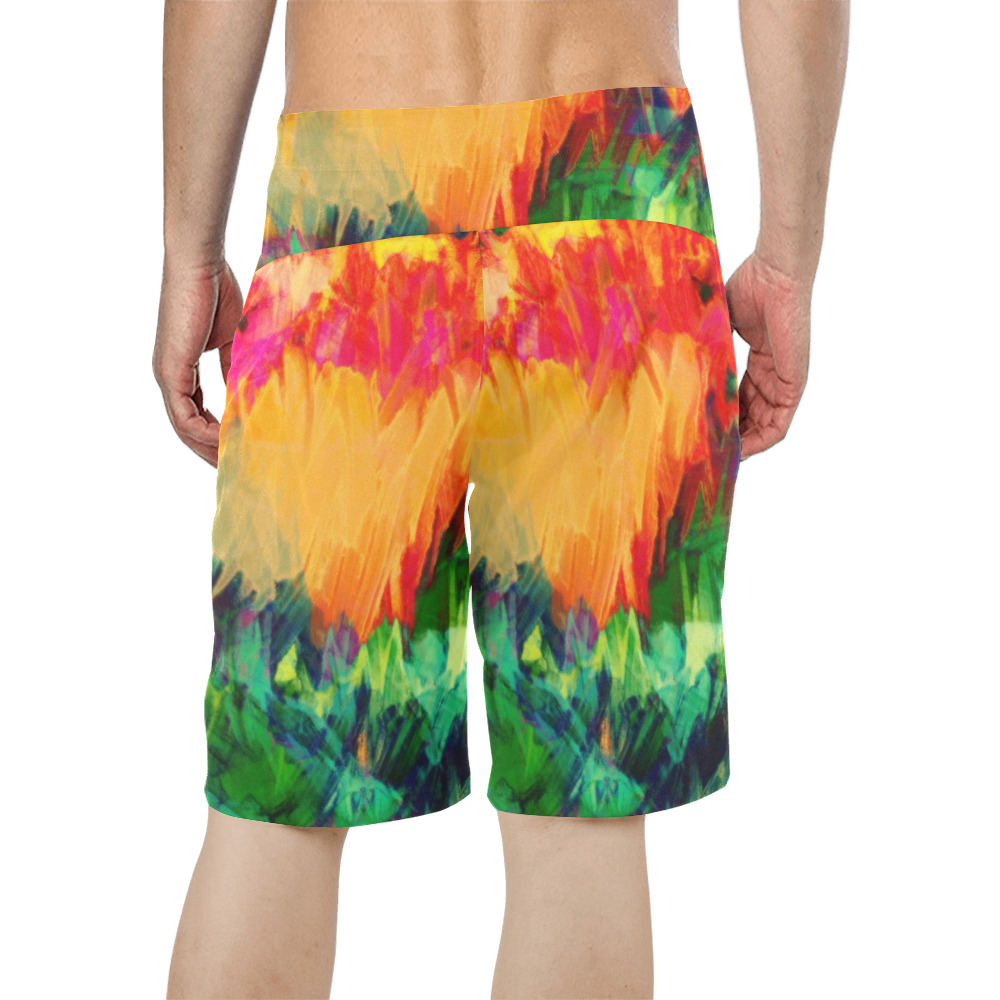 Colorful Painting Bushes Strokes Men's All Over Print Board Shorts (Model L16)