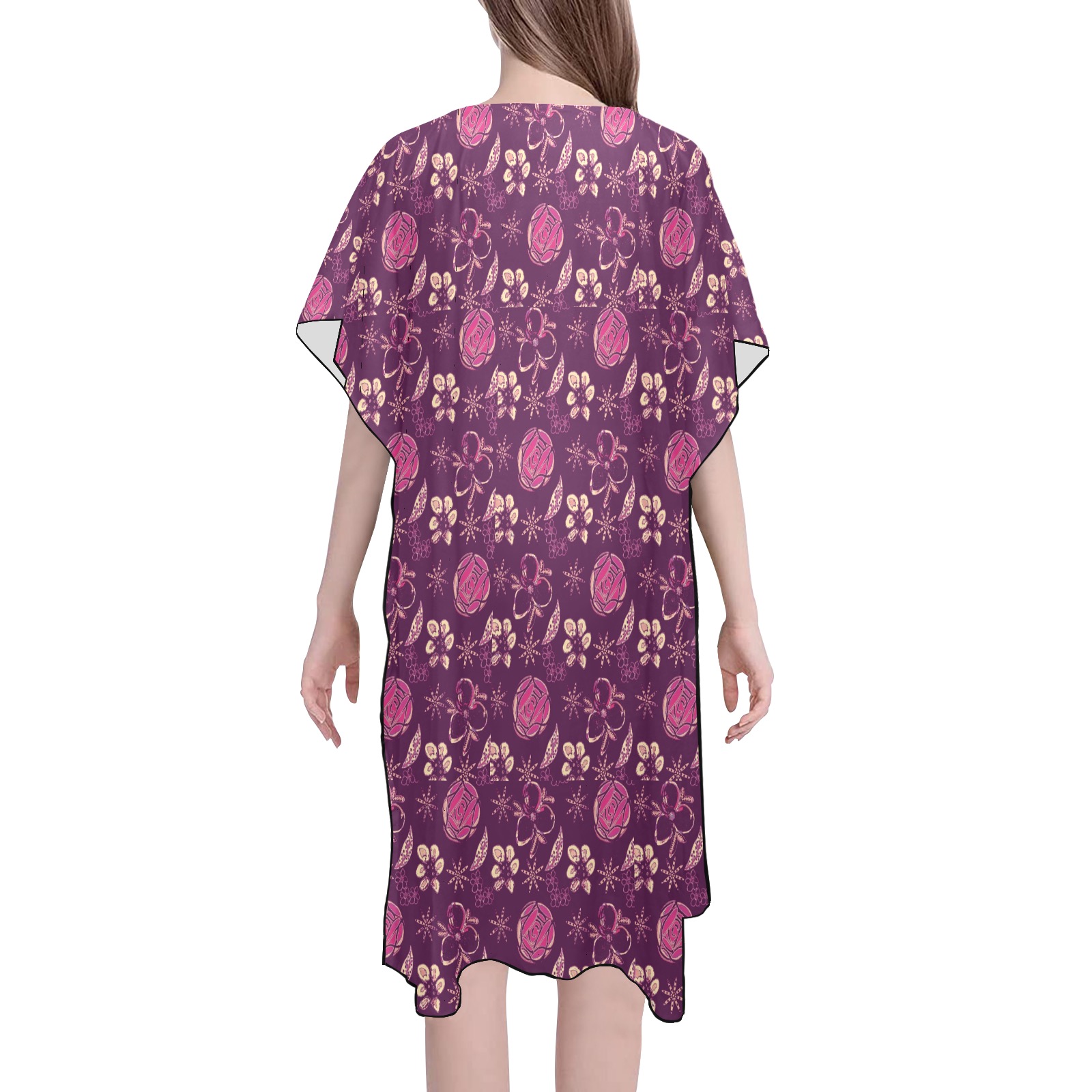 Be Unique Floral Mid-Length Side Slits Chiffon Cover Ups (Model H50)