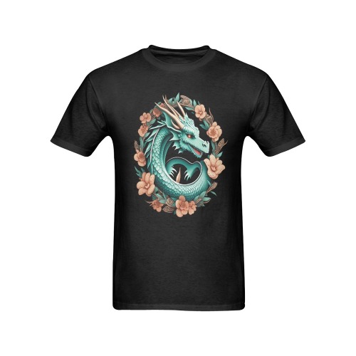 dragon on a black background 3 Men's T-Shirt in USA Size (Front Printing Only)