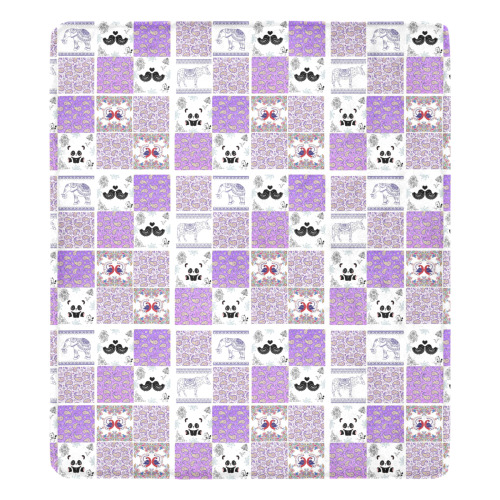 Purple Paisley Birds and Animals Patchwork Design Ultra-Soft Micro Fleece Blanket 70''x80''