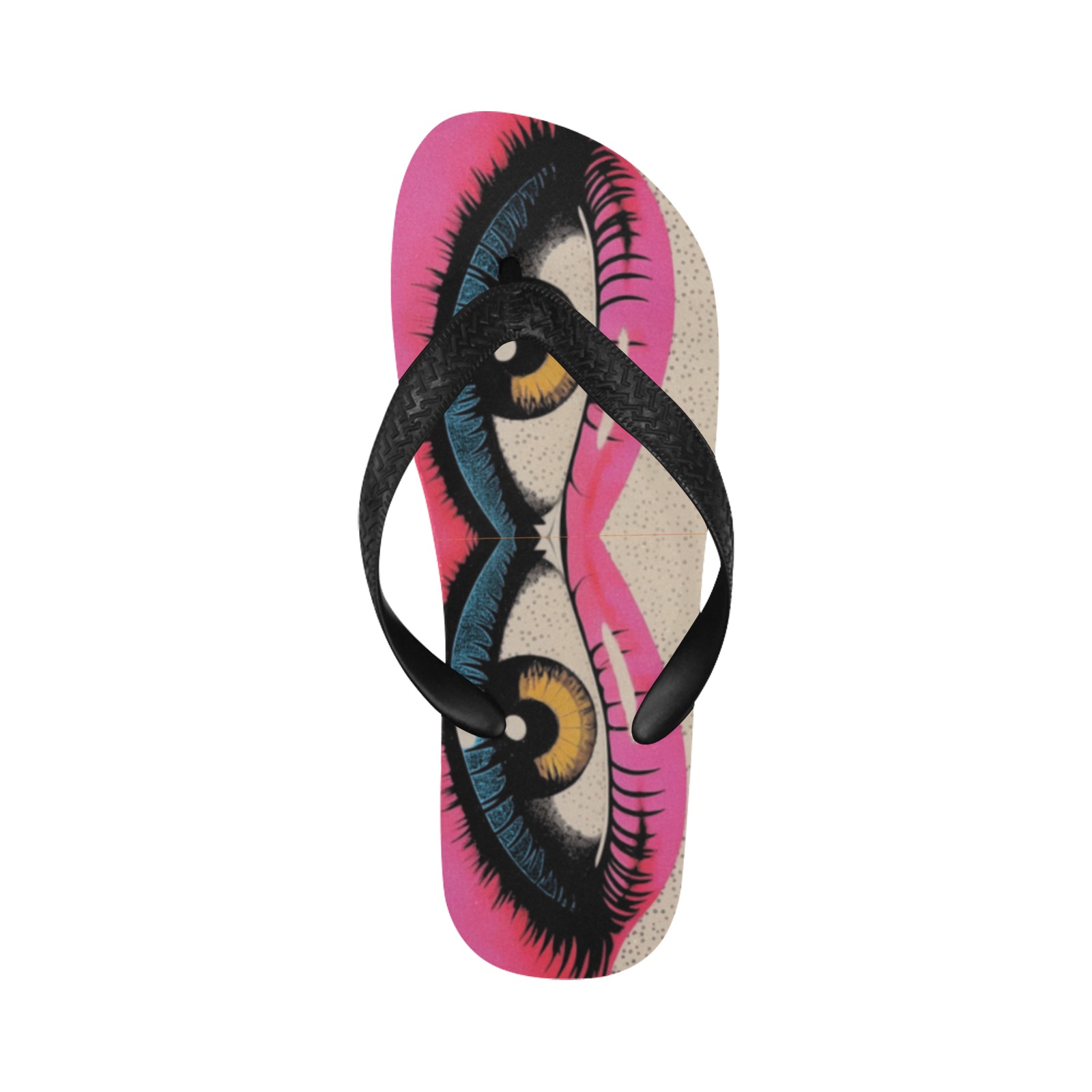 Eyelip Flop Flip --creepy cute pop art surreal beach thongs shower shoes Flip Flops for Men/Women (Model 040)