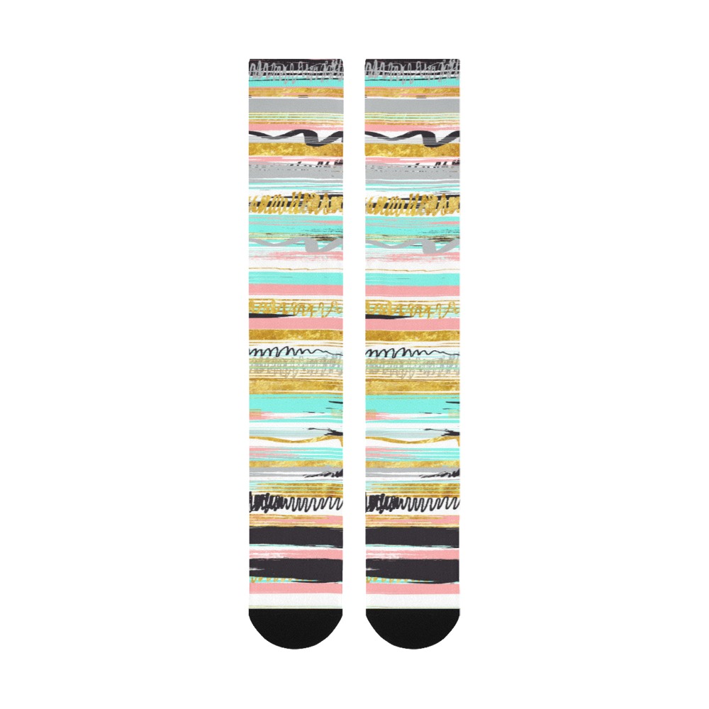 Modern lines abstract colorful 75 Over-The-Calf Socks