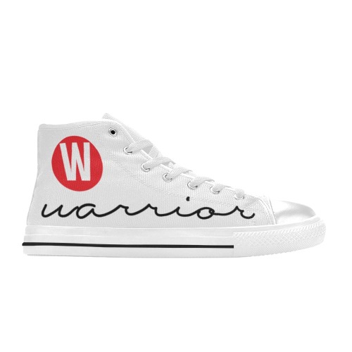 Warrior Tracer White Capitalized Font On A Big Red Dot Round Circular Men’s Classic High Top Canvas Shoes (Model 017)