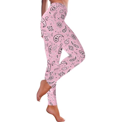 Pink Paisley Low Rise Leggings (Invisible Stitch) (Model L05)