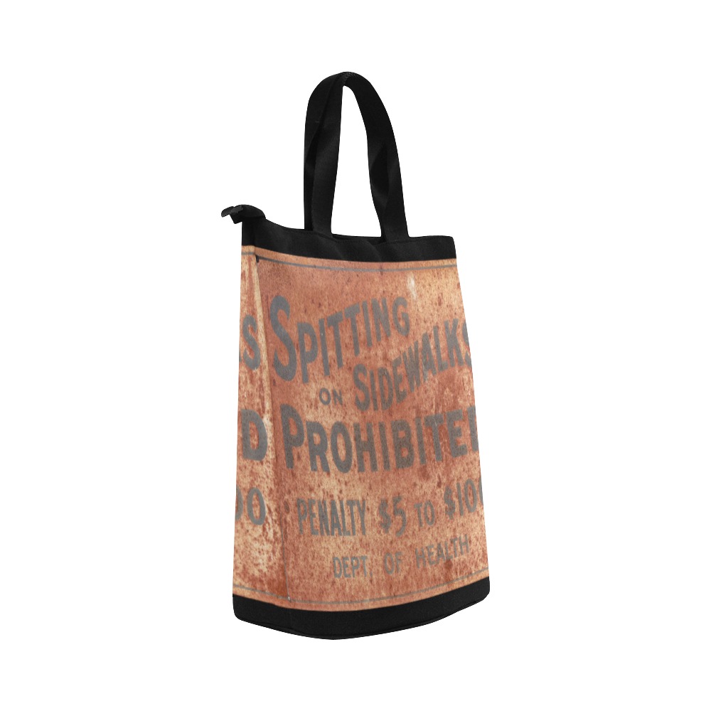 Spitting prohibited, old metall plate photo Nylon Lunch Tote Bag (Model 1670)
