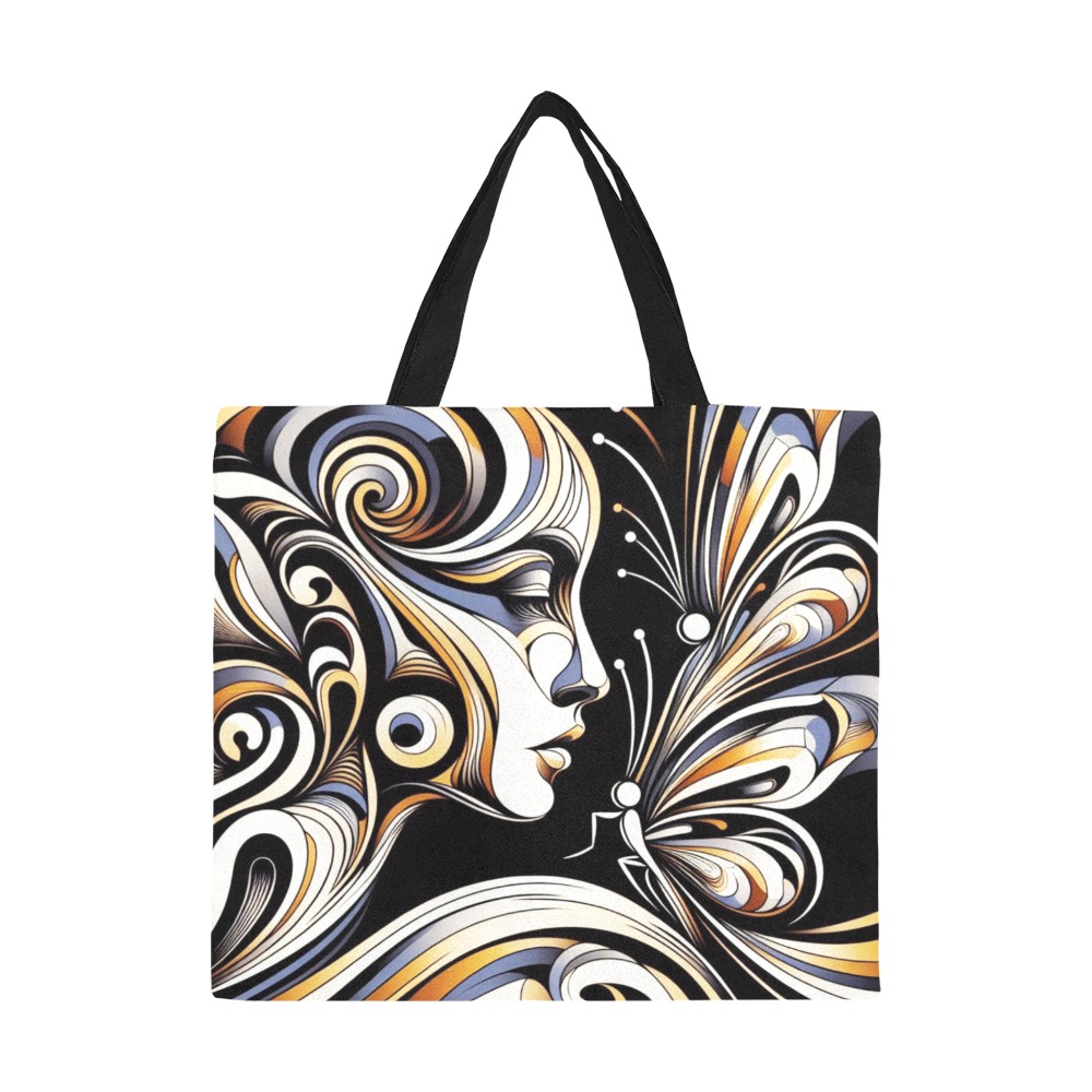 Lady Butterfly 2 All Over Print Canvas Tote Bag/Large (Model 1699)