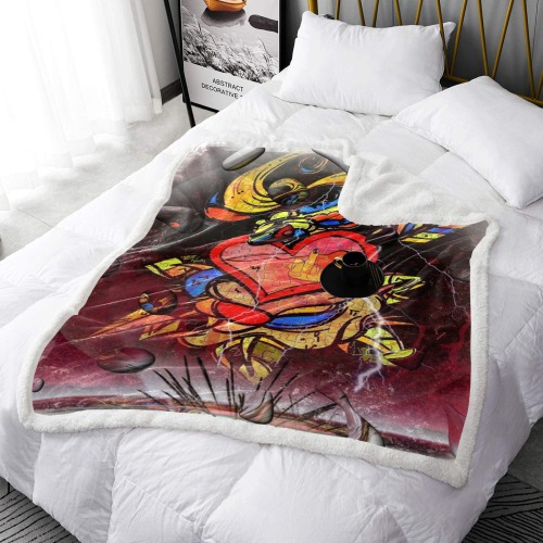 Pop Drops of Tattoo by Nico Bielow Double Layer Short Plush Blanket 50"x60"