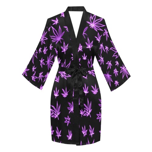 neon pot purple Long Sleeve Kimono Robe