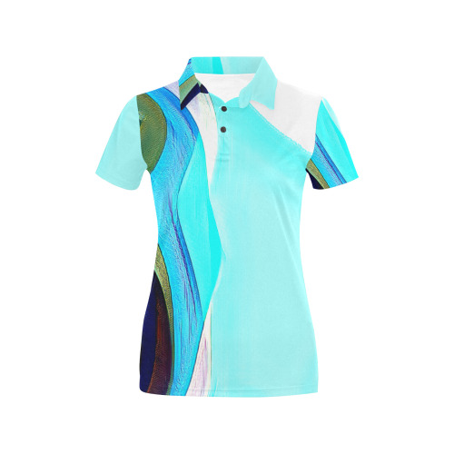 Blue Abstract Art 328 Women's All Over Print Polo Shirt (Model T55)