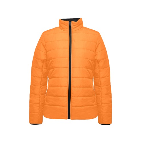 color pumpkin Women's Stand Collar Padded Jacket (Model H41)