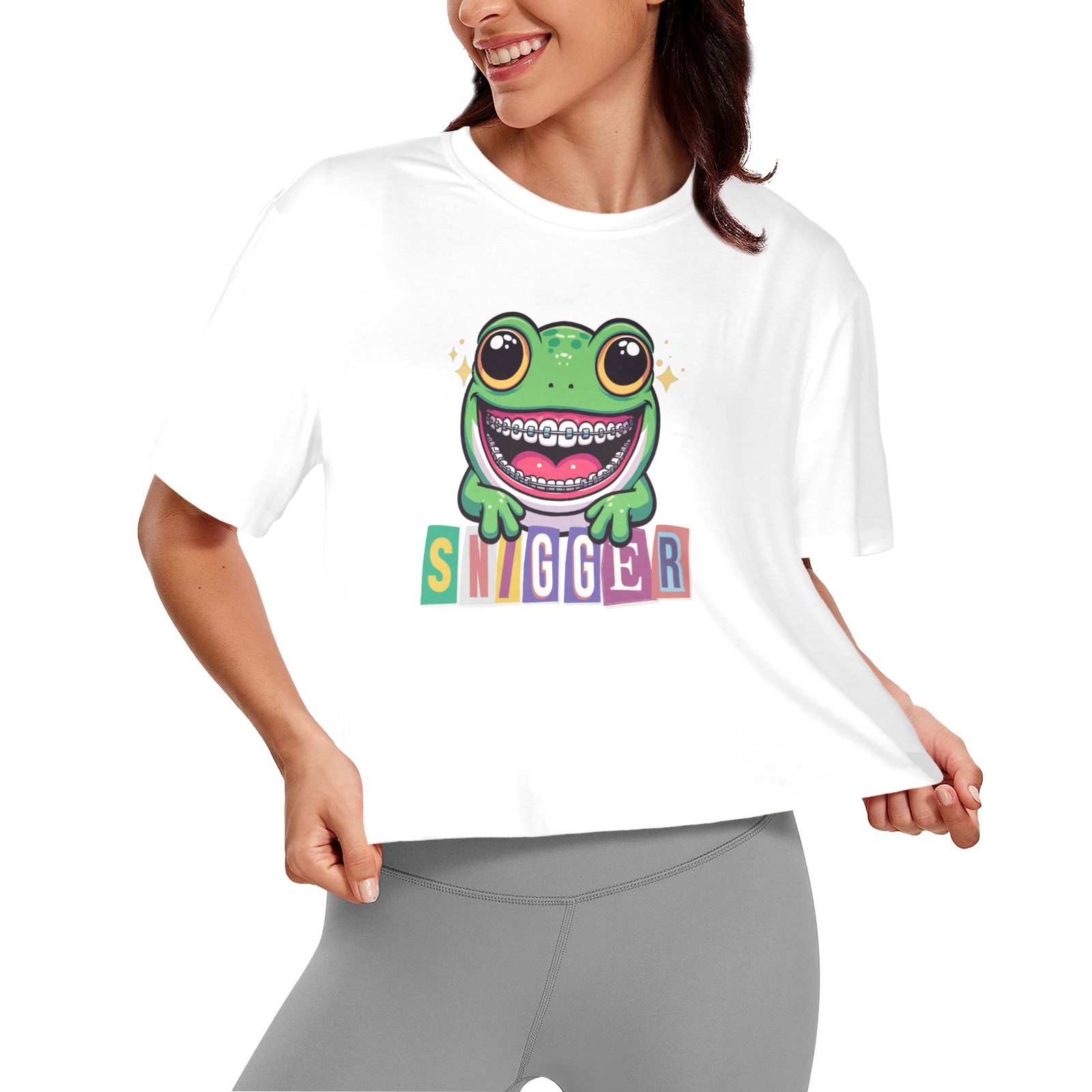frog Women's Cropped T-shirt (Model T80)