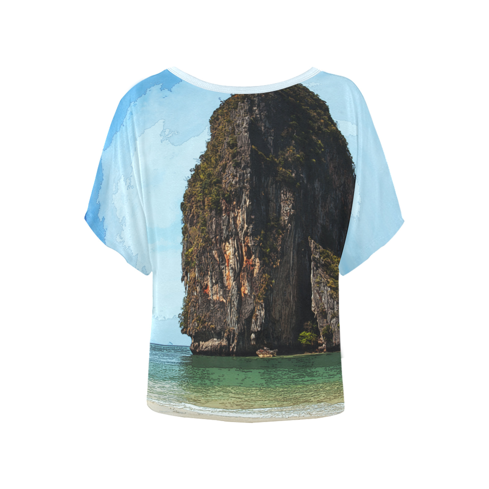 Phra-Nang Krabi Thailand Women's Batwing-Sleeved Blouse T shirt (Model T44)
