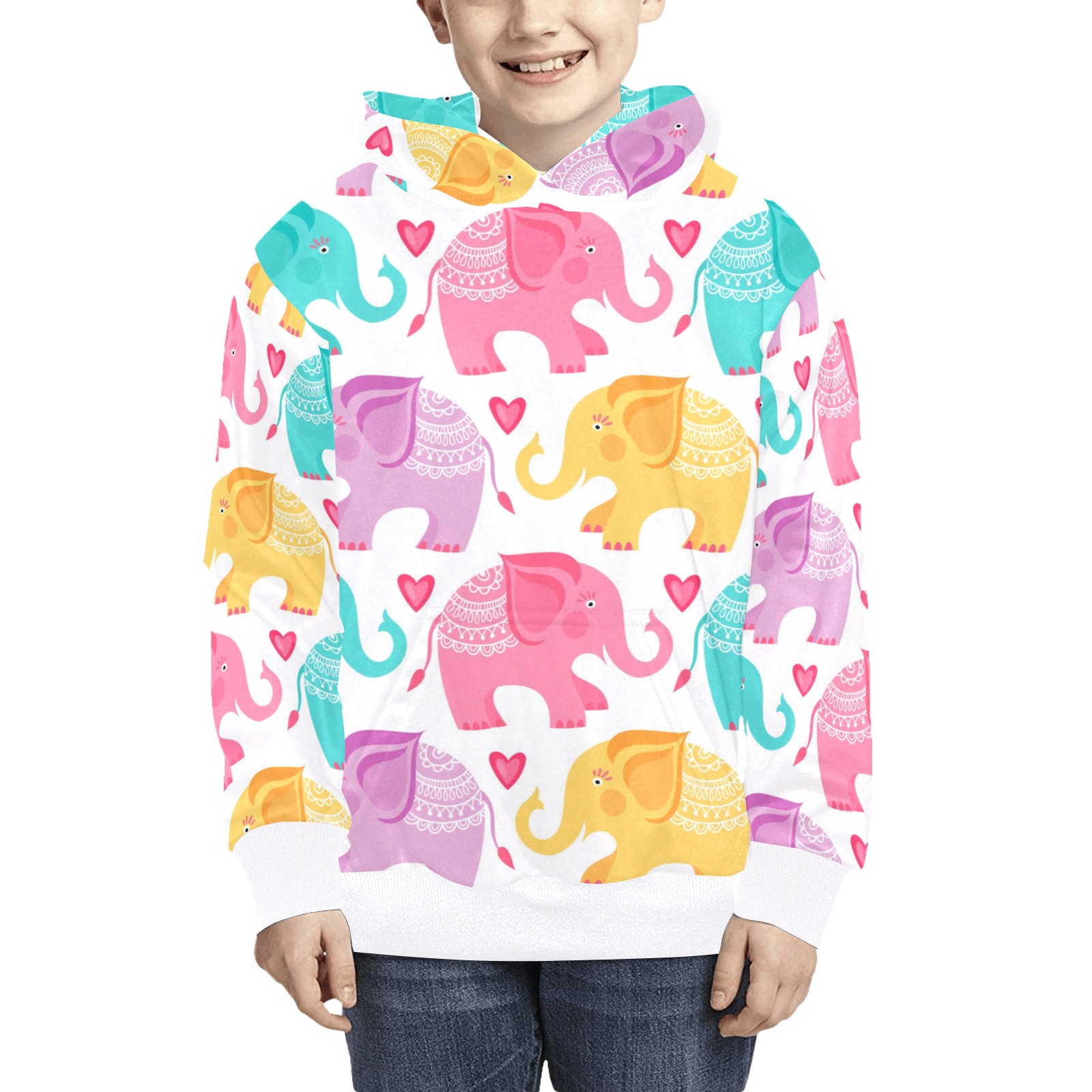 Colorful Elephant kids hoodie Kids' All Over Print Hoodie (Model H38)