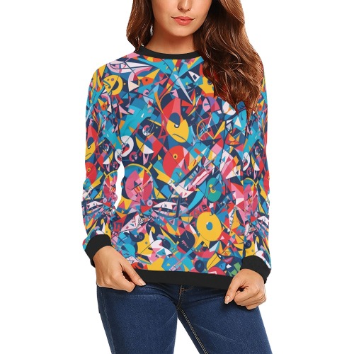 Magnificent colorful geometric abstract art. All Over Print Crewneck Sweatshirt for Women (Model H18)