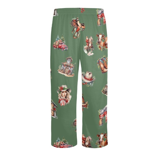 WesternChristmasPrint Green USA Men's Pajama Trousers without Pockets