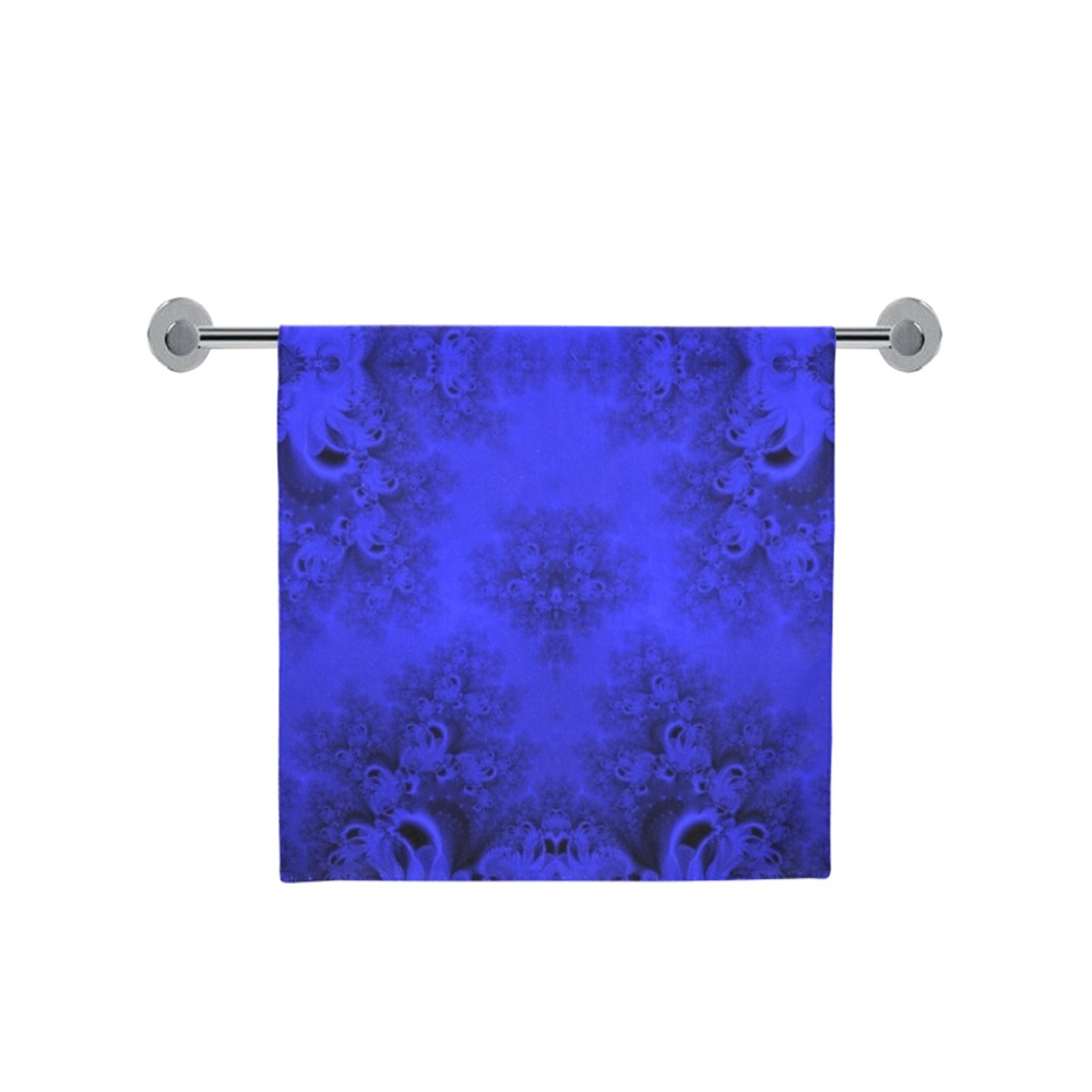 Midnight Blue Gardens Frost Fractal Bath Towel 30"x56"