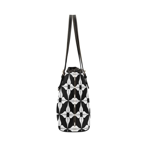 Lotus Flower Leather Tote Bag/Large (Model 1651)