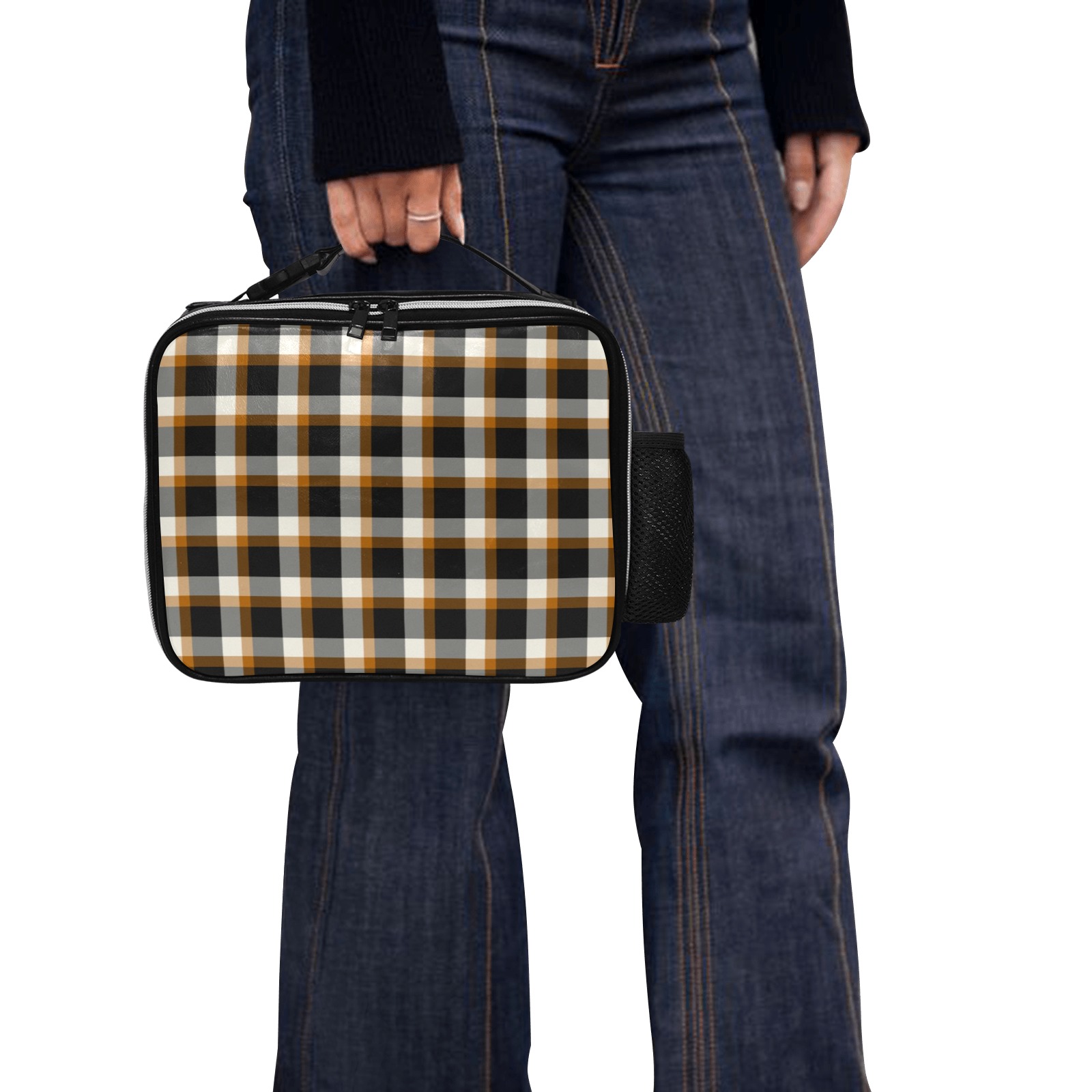 Classic Plaid (Tan) PU Leather Lunch Bag (Model 1723)